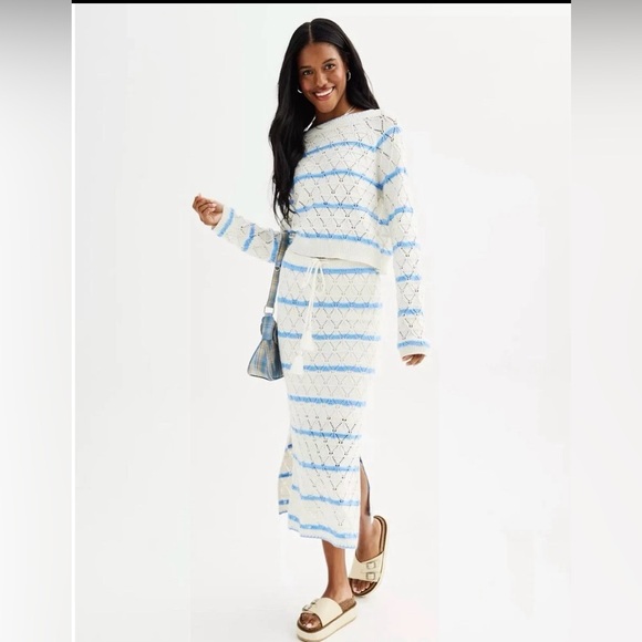 Freshman Dresses & Skirts - NWT Freshman Blue and White Knit Skirt Set $70